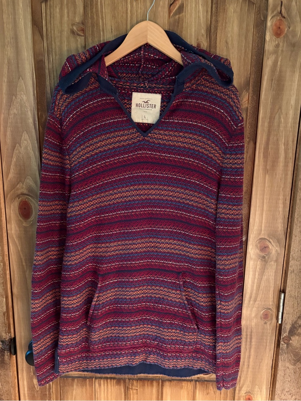 Vintage Hollister California Knit Baja-Style in maroon, navy, and beige size LRG